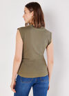 Cotton Jersey Side Ruched T-Shirt, Khaki, large