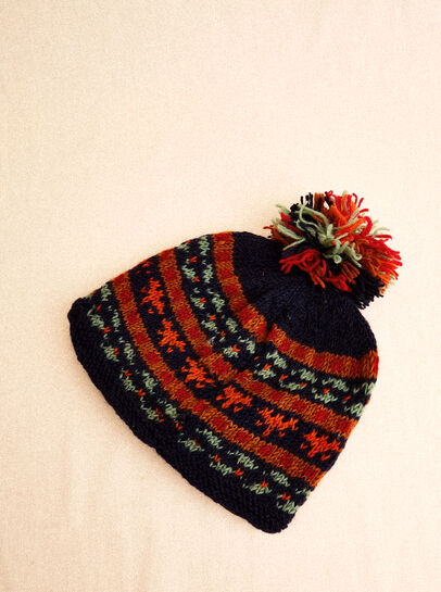 Hand-Knitted Stripe Beanie Hat