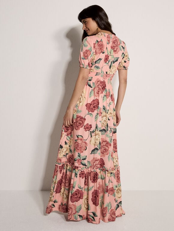 Chloe Floral Wrap Maxi Dress, Pink, large
