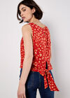 Tie Back Leopard Print Top, Red, large