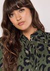 Cheetah Oversized Shirt Mini Dress, Khaki, large