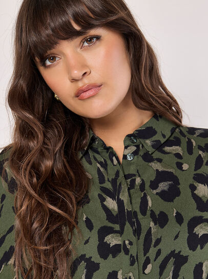 Cheetah Oversized Shirt Mini Dress