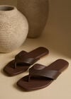 Leather Flip Flops, Brown, large