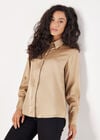Oversized Satin Shirt, Cream, large
