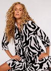 Swirl Print High-Low Mini Dress, White, large