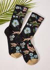 Floral Socks, Black, large