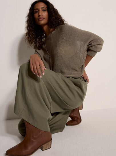 Slub Linen Wide-Leg Trousers
