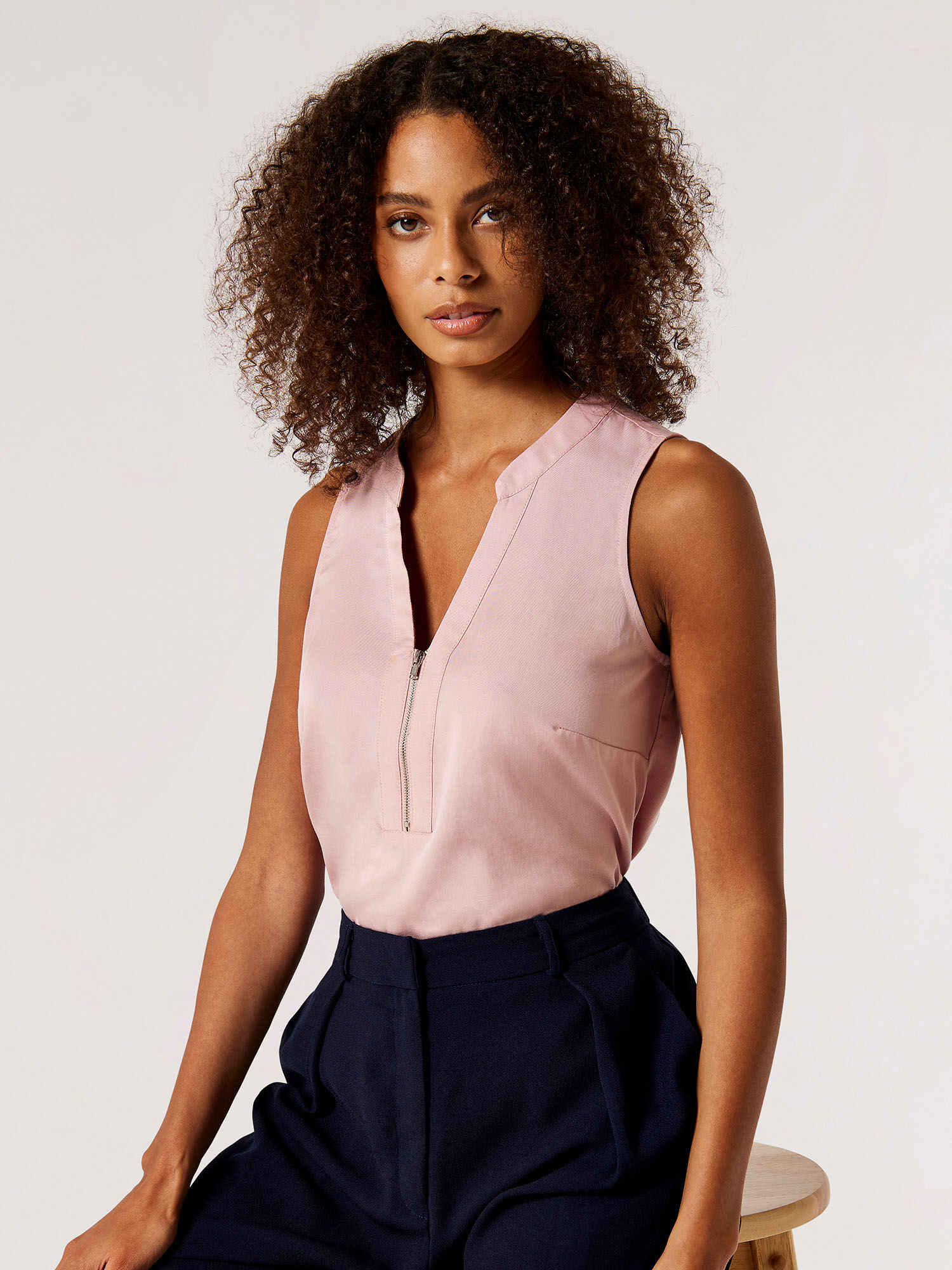 pink zip blouse