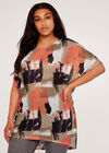 Curve Paintsplash Mesh Oversized Top, Coral, large