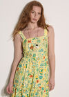 Postcard Print Tiered Midi Dress, Yellow, large