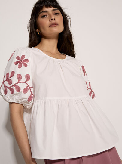Floral Embroidered Peplum Top