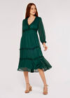 Crinkle Ruffle Midi Dress, Green, large