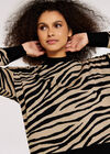 Mock Neck Zebra Jumper, Stone, large