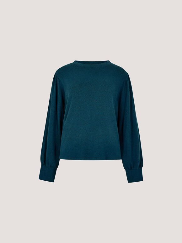 Soft Oversized Batwing Jumper, Teal, large