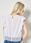 Ruffle Embroidered Cotton Top, White, large