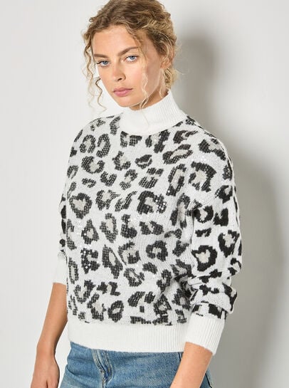 Sequin Leopard Print Jumper