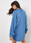 Textured Cotton Oversized Shirt, Blue, large