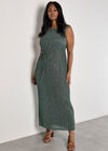 Curve Sparkle Plisse Midi Dress, Aqua - Turquoise, large