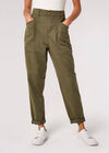 Mittelhohe Hose mit geradem Bein, Khaki, Größe L