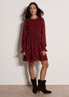 Paisley Chiffon Mini Dress, Burgundy, large