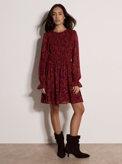 Paisley Chiffon Mini Dress