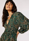 Paisley Ruffle Midaxi Dress, Green, large