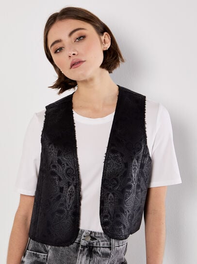 Embossed Paisley Borg-Lined Waistcoat