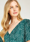 Button Front Polka Dot Tea Dress, Green, large