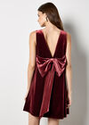 Velvet Bow Back Swing Dress, Burgundy, large