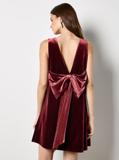 Velvet Bow Back Swing Dress
