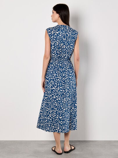 Animal Print Cotton Midi Dress