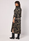 Textured Satin Zebra Midi Dress, Khaki, large