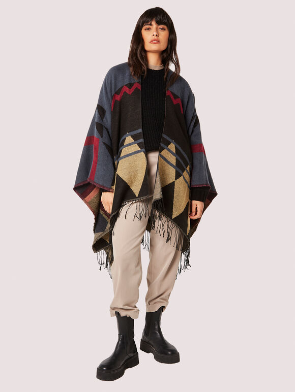 Geometric Knit Blanket Scarf, Assorted, large