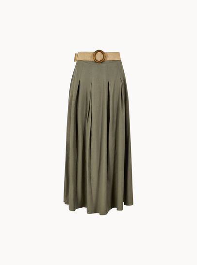 Boho Belted Midi Skirt