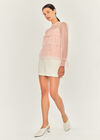 Dobby Mesh Layer Tier Top, Pink, large