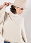 Horizontal Cable Knit Cape Jumper, Stone, large