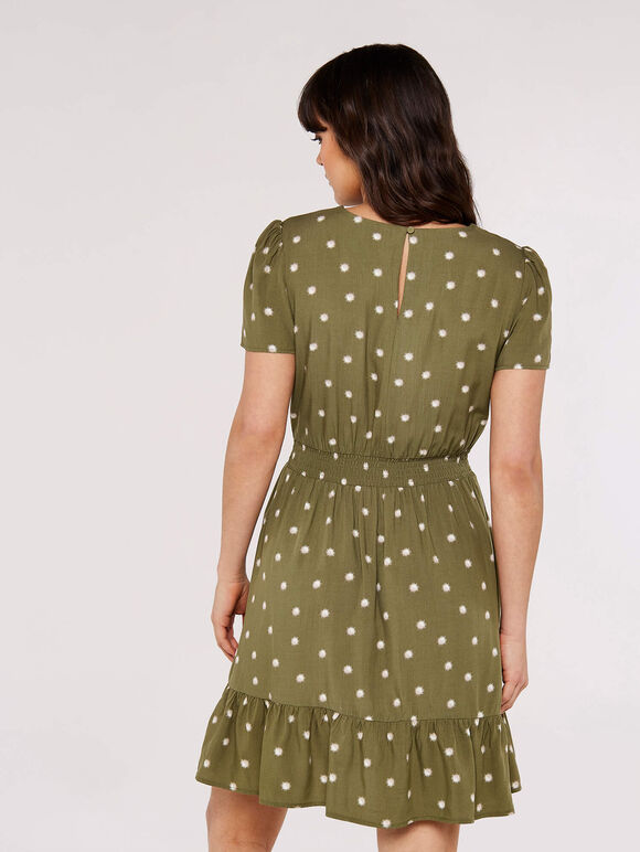 Sunspot Smocked Mini Dress, Khaki, large