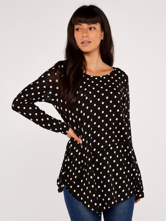 Polkadot Top, Black, large