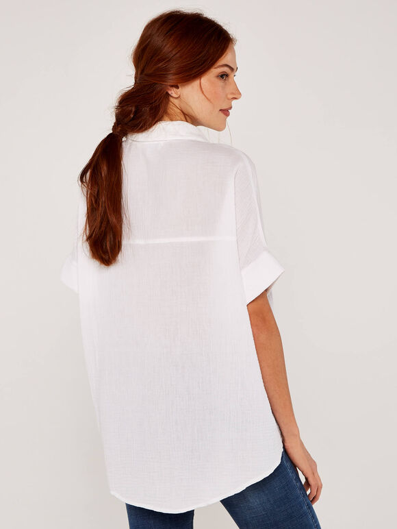 Oversized Cotton Shirt, White, large