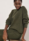 Waffle Knit Batwing Jumper, Green, large