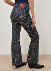 Paisley Print High Waist Flare Jeans, Blue, large