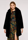 Oversized Super-Soft Faux Fur Coat, Black, large