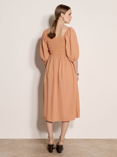 Ruffle Cotton Milkmaid Midi Dress