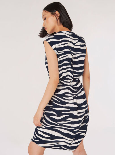 Zebra Print Zip Through Mini Dress