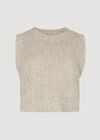 Cropped Waffle Knitted Vest Top, Stone, large