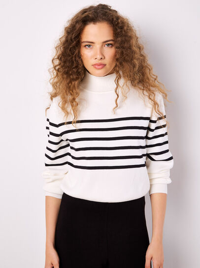 Mock Neck Stripe Jumper
