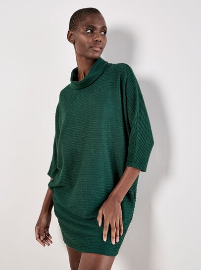 Textured Cable Knit Cocoon Jumper Mini Dress
