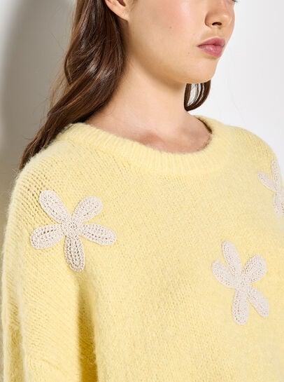 Daisy Applique Chunky Knit Jumper