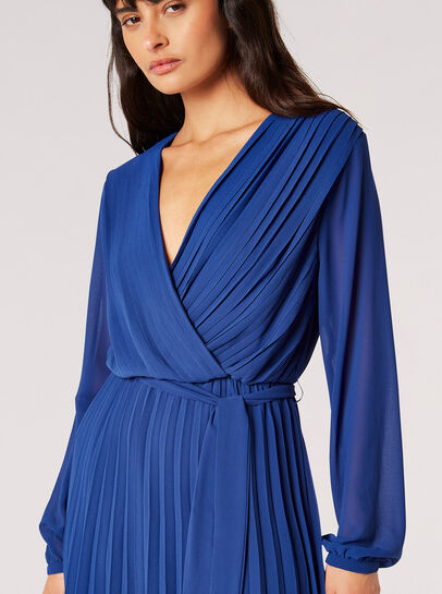 Pleated Chiffon Wrap Mini Dress