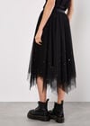 Pearl Embellished Tulle Midi Skirt, Black, large